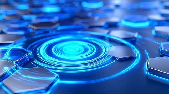 Blue glowing hexagonal shapes