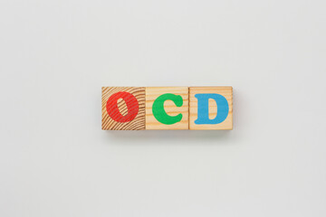 OCD created from painted wooden letter cubes