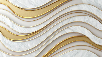 Sophisticated abstract background with curved gold lines and marble texture.