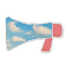 PNG Cloudy megaphone art piece.