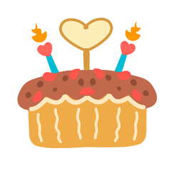 A cute birthday cake with loves element