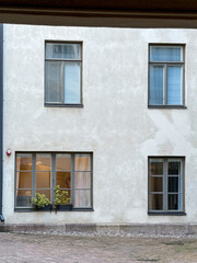 old windows in old building