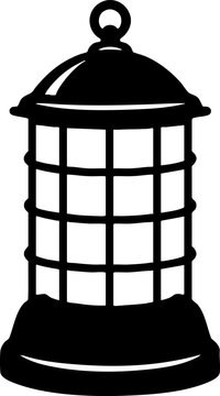 Simple Black Silhouette of Vintage Hanging Lantern Lamp