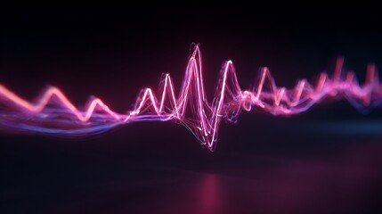 A neon-like glowing pulse of sound energy flows dynamically, illustrating audio waves