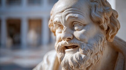 Naklejka premium Philosophical Bust of Socrates in Detail