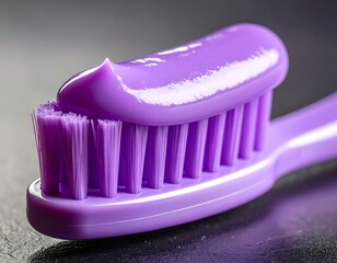 Purple Toothbrush with Toothpaste - A Close-Up of Dental Hygiene.