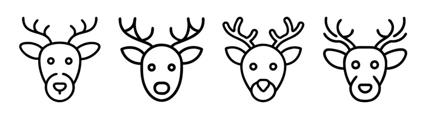 Four reindeer heads drawing christmas holiday season animal illustration vector graphic design art © IsratJahan