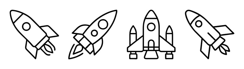 Rocket ship vector illustration set for space exploration and travel themed design projects and graphics © IsratJahan