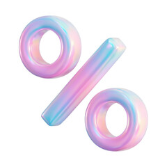 3d holographic iridescent percent discount symbol sign. 3d sale icon