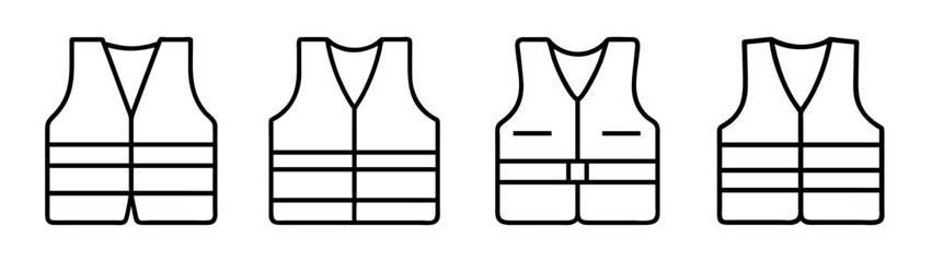 Safety vest collection vector illustration hi vis reflective workwear high visibility clothing gear