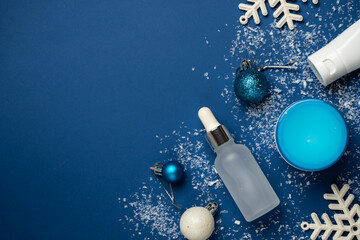 Winter cosmetic products. Beauty skin care for winter season.