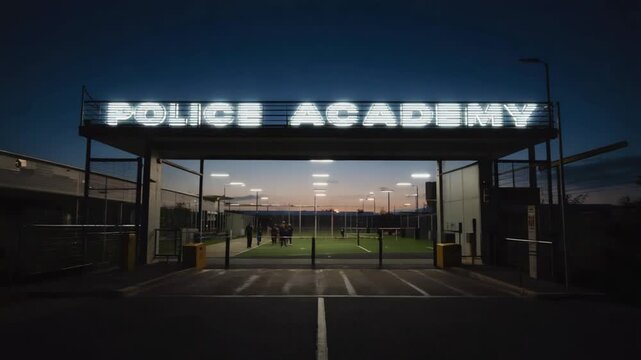 Police officers at a police academy.