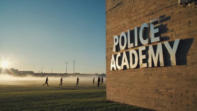 Police officers at a police academy.