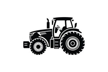 Obraz premium Black silhouette of a modern tractor on white background
