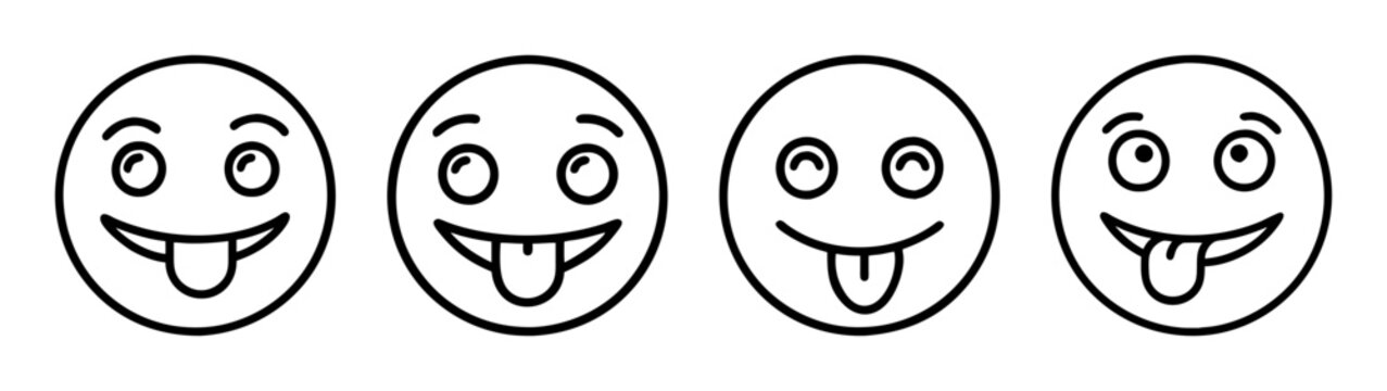 Four funny face emoji vector illustration design for print and digital use and graphic design