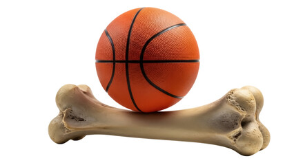 Orange basketball isolated on bone PNG, sports equipment for games and recreation on transparent background