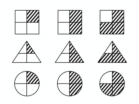 A minimalist geometric vector illustration. shapes, fractions, and linear visual designed for IQ tests