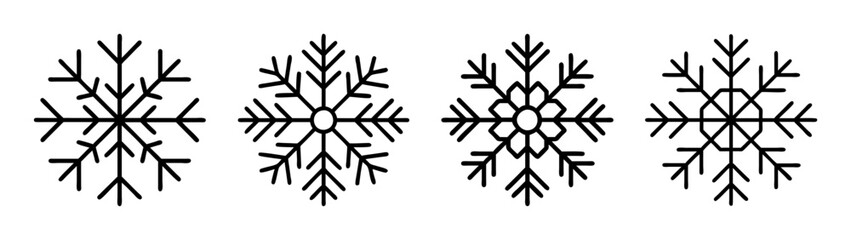 Collection of elegant snowflake designs for winter holiday season christmas and new year cards decor