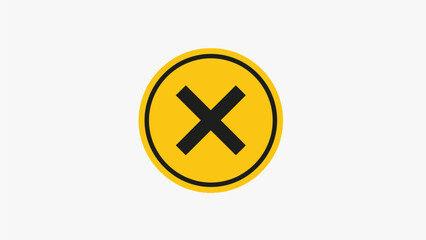 Obraz premium A visually striking digital graphic icon featuring a bold black 'X' centered within a vibrant yellow circle, typically used for indicating close, error