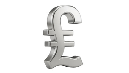 Silver pound sterling sign isolated PNG, currency symbol for finance, banking, and international...