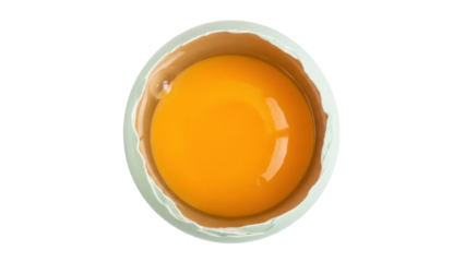 Egg yolk isolated PNG on transparent background, vibrant yellow color and fresh appearance for cooking and baking projects