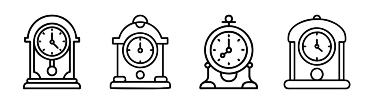 Antique grandfather clock vector art illustration set for design and decoration projects use 