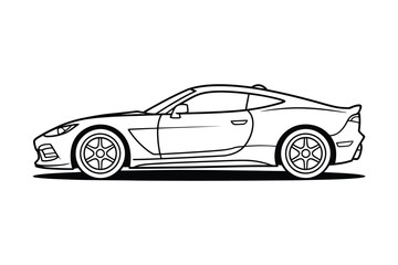 Fototapeta premium Side View Black Outline of a Sports Car automobile