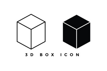 3D box flat and linear icon