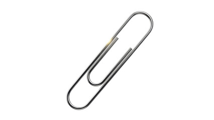 Shiny metal paper clip isolated PNG on transparent background, office supply for holding documents...
