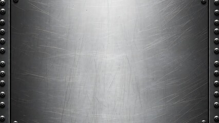 Brushed Metal Sheet with Riveted Edges Background.