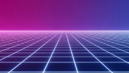 Futuristic Grid Landscape Background - Neon Pink Blue.
