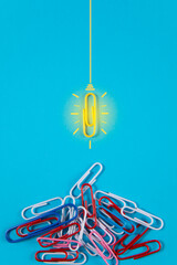 paper clips on a blue background