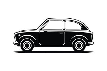 Fototapeta premium Vintage black compact car silhouette retro automobile