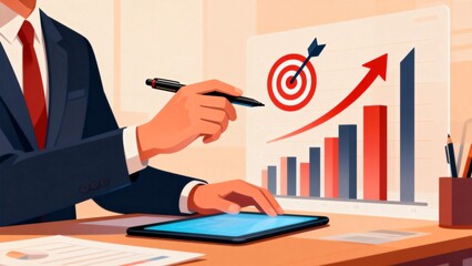 Businessman analyzing growth chart