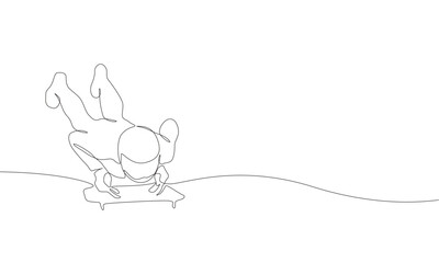 One line drawing of a skeleton athlete riding headfirst on sled. Winter sliding sport concep, skeleton sports design 