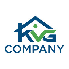 Fototapeta premium KVG Company Modern Blue and Green Abstract House Logo for Real Estate and Construction