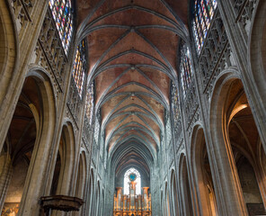 Interior View of Mons Cathedral in Belgium