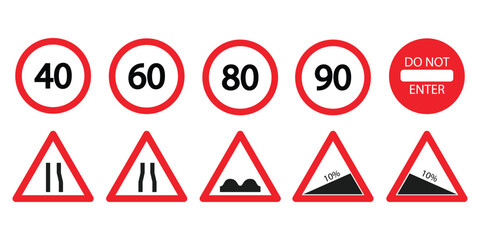Red road sign symbol, vector illustration, traffic warning icon © SAYEMART