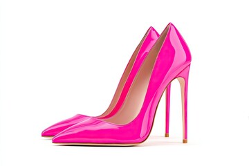 Pair Of Hot Pink Patent Leather High Heels