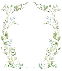 Naklejka premium Watercolor greenery frame