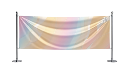 Abstract pastel banner isolated PNG on transparent background, colorful fabric backdrop for events and presentations