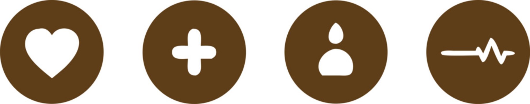 brown icons of heart plus person and ecg on white background high quality professional detailed modern elegant stylish clean crisp