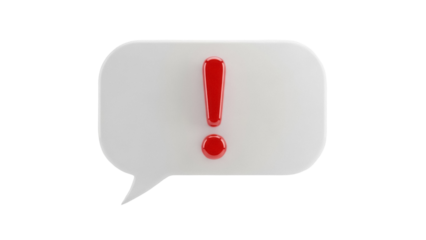 Red exclamation mark in speech bubble PNG isolated on transparent background, attention sign for social media and communication