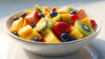 Ultra realistic food photography of a fresh tropical fruit salad