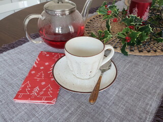 Table setting with white tableware. Italian ceramic tableware. Aesthetics and lifestyle. Interior design.