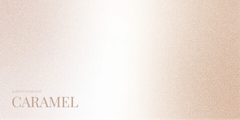 Grain caramel beige gradation. Powder noise textured peach beige gradient. Soft blur and warm tan brown background. Neutral nude colours overlay. Beauty fashion backdrop. Vector transition cover.