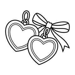 two heart shaped pendants with a bow