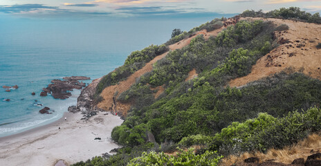 Beautiful viewpoint of the scenic coastal landscape. Tropical beach