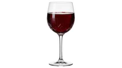 Elegant red wine in a crystal glass isolated PNG, alcoholic beverage for celebrations and special occasions on transparent background