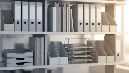 Document Management: Organized Shelf With Binders and File Trays